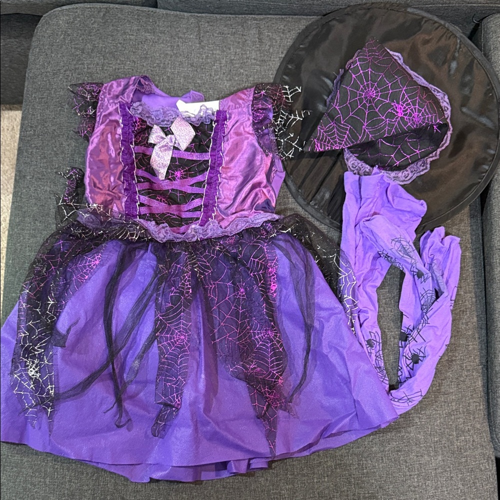 Purple Spider Web Witch Costume for Kids